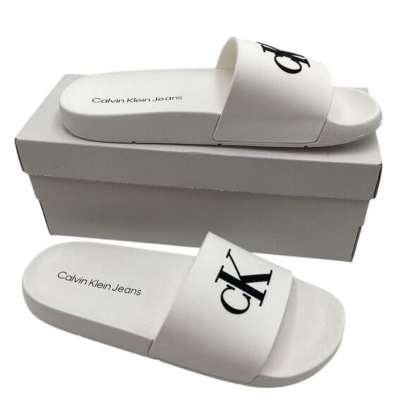 Calvin Klein Unisex Slide Sandals White Size 10M Casual Summer - Picture 1 of 7